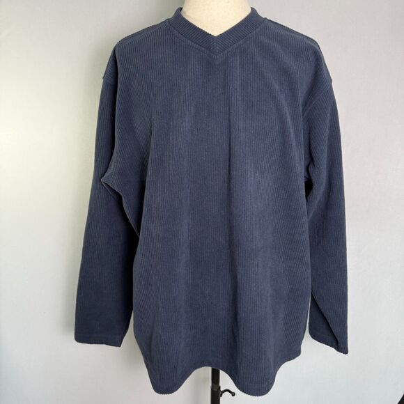 Structure NWT VINTAGE Men XL Long Sleeve V Neck Navy Thick Ribbed Flannel 2/$50 - Picture 2 of 11